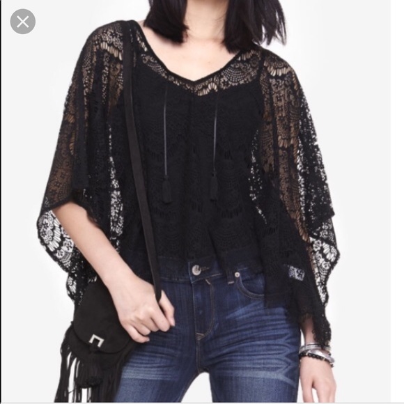 Express Jackets & Blazers - Black lace poncho Express Jackets & Blazers - Black lace poncho